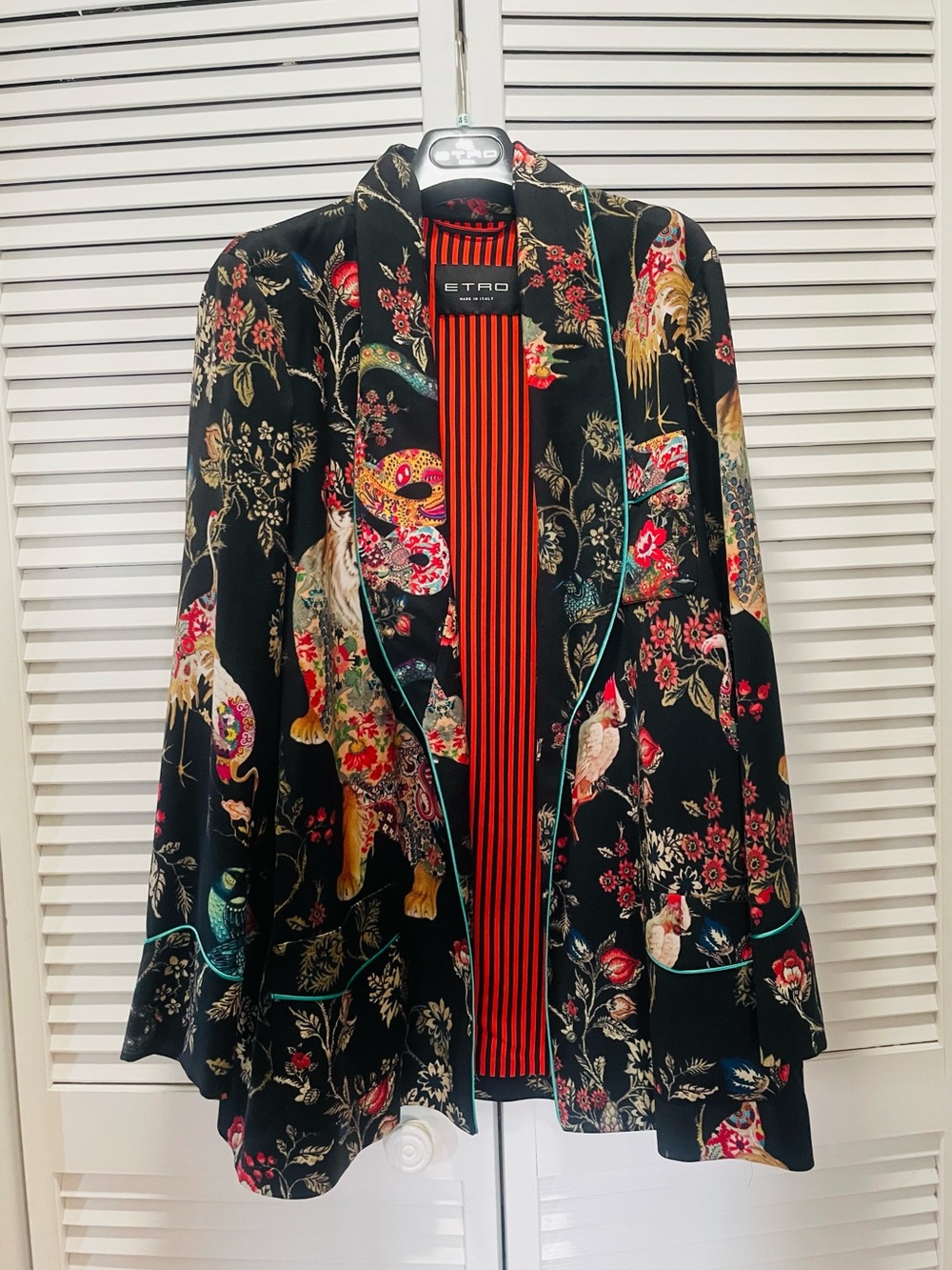 Etro Tiger & Floral Silk Smoking Jacket - Picture 6 of 15